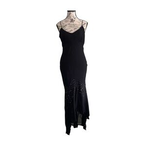 Dark Siren Gown – Jessica Black Studded Dress with Asymmetrical Hem | Si…